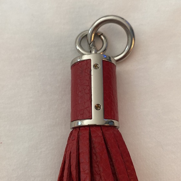 Michael Kors Red Leather Tassel Purse Charm or can be used as a key chain - Picture 4 of 5